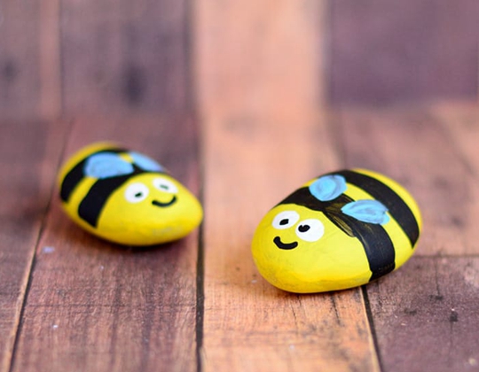 Bee Painted Rocks - Easy Popsicle Crafts for Kids