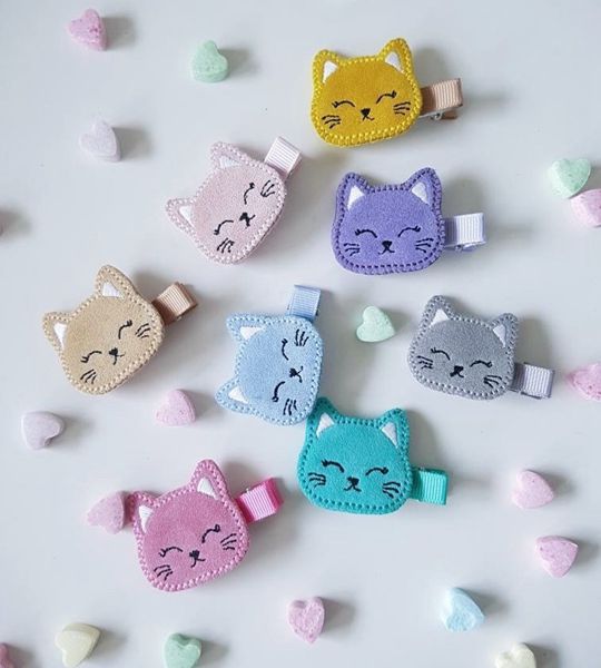 Cute Cat Pastel Handmade Hair Clip - Cute Hair Clip for Kids