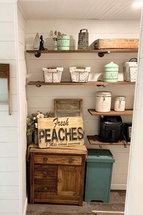 Farmhouse Laundry Shelves - Clever Laundry Room Shelving Ideas fo Small Space