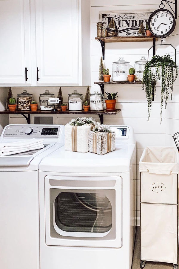 Industrial Laundry Shelves - Clever Laundry Room Shelving Ideas fo Small Space