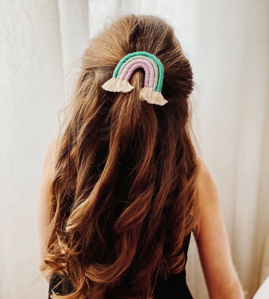 Macrame Rainbow Hair Clip - Cute Hair Clip for Kids