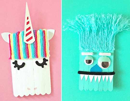 Monster and Unicorn Popsicle Stick Craft - Easy Popsicle Crafts for Kids