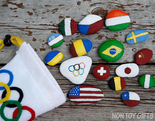 Olympic Flag Rocks Craft - Easy Popsicle Crafts for Kids