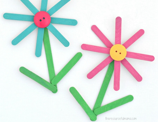 Popsicle Stick Flower Craft - Easy Popsicle Crafts for Kids