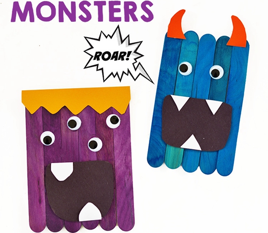 Popsicle Stick Monsters - Easy Popsicle Crafts for Kids