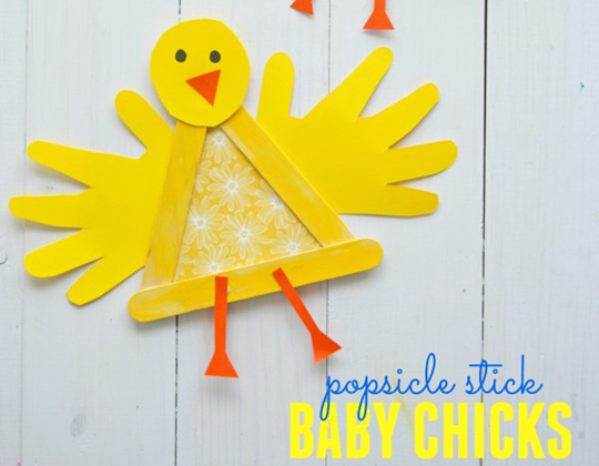 Popsicle Stick Painted Chick - Easy Popsicle Crafts for Kids