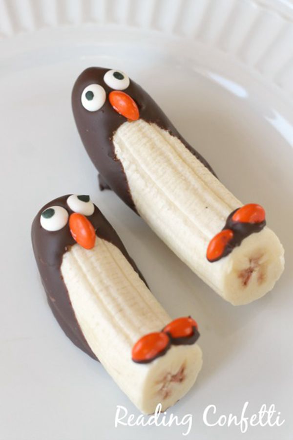 Sledding Penguins Frozen Banana Snack - Snack Recipes for Kids