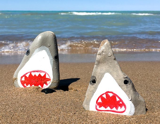 Stone-Cold Shark Painted Rocks - Easy Popsicle Crafts for Kids