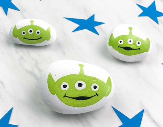Toy Story Alien Rock Painting - Easy Popsicle Crafts for Kids
