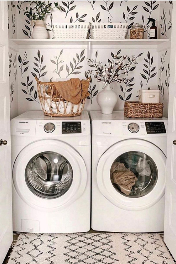 White Laundry Shelves - Clever Laundry Room Shelving Ideas fo Small Space
