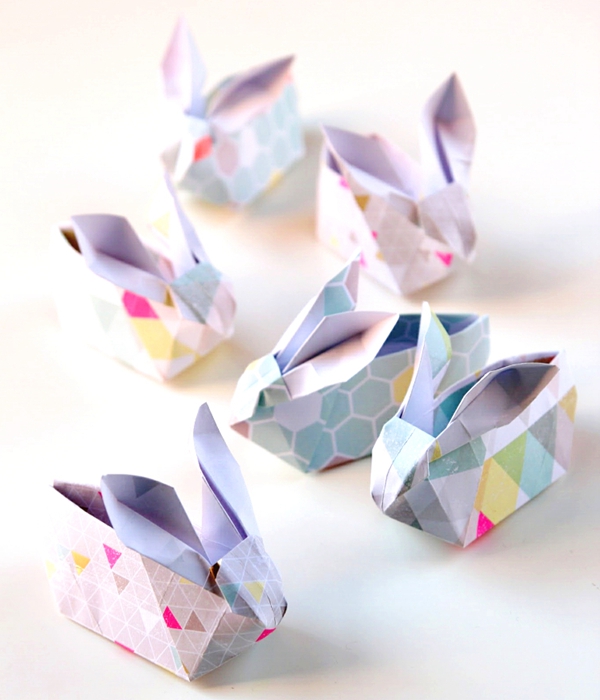 DIY Origami Easter Bunny Baskets - Toilet Paper Roll Crafts