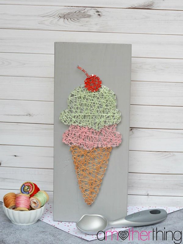 DIY String Art Ice Cream Cone - String Art Ideas