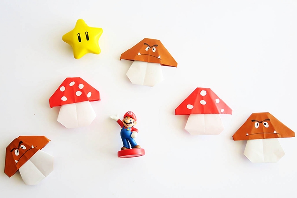 Easy Mario Mushroom Origami - Toilet Paper Roll Crafts