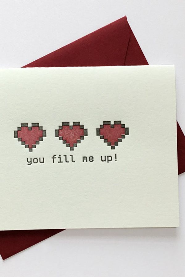 Gamer Love Letterpress Card - DIY Valentine’s Day Card Ideas