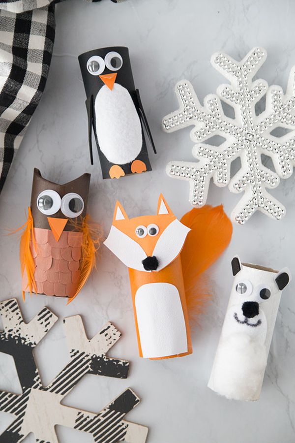 Winter Toilet Paper Roll Animals - Toilet Paper Roll Crafts