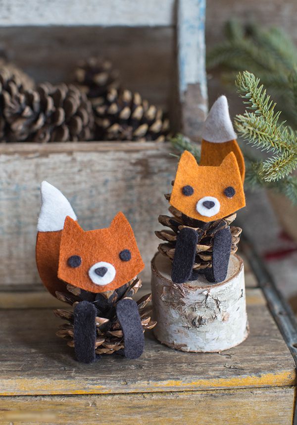 Handmade felt pinecone fox