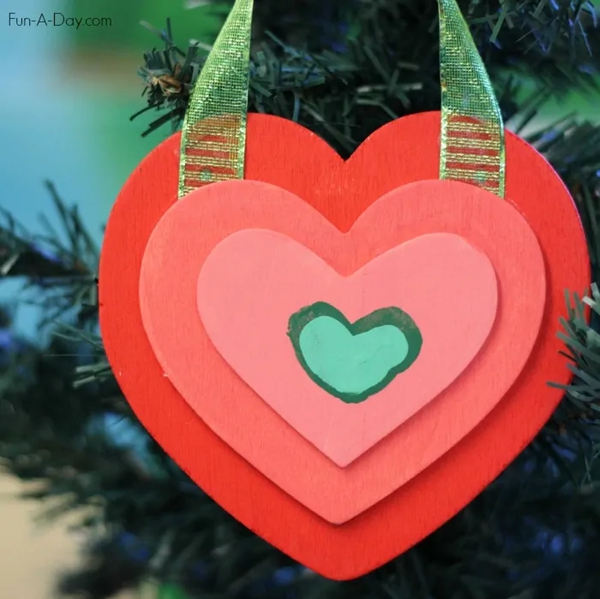 Homemade Christmas ornament of the Grinch's heart