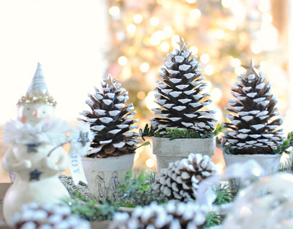 Miniature pine cone Christmas trees