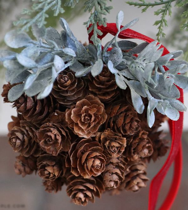 Handcrafted pine cone topiary