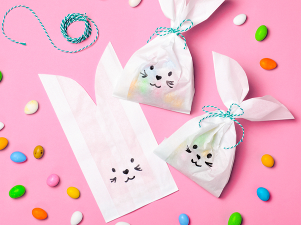 Bunny Paper Treat Bags - Easy Paper Crafts for Kids