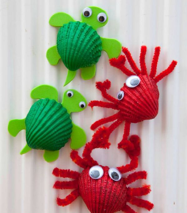 Crab Fridge Magnet - Easy Seashell Crafts for Kids