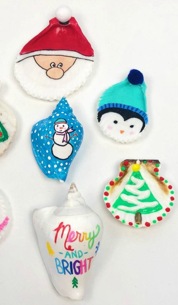 Painted Seashell Christmas Ornaments - Easy Seashell Crafts for Kids
