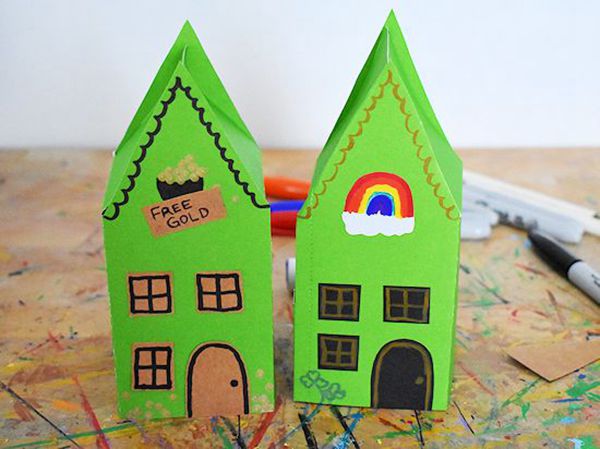Paper Leprechaun House Craft - Easy Paper Crafts for Kids