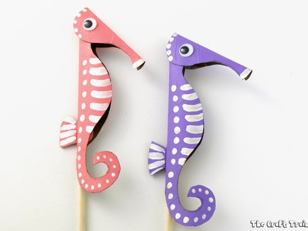 Paper Roll Seahorse Puppets - Easy Paper Crafts for Kids
