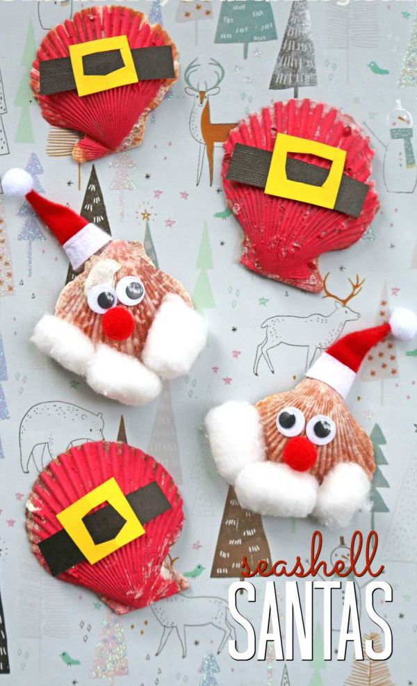 Seashell Santa Claus - Easy Seashell Crafts for Kids