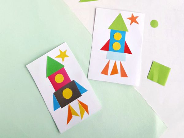 Shape Space Rocket - Easy Paper Crafts for Kids