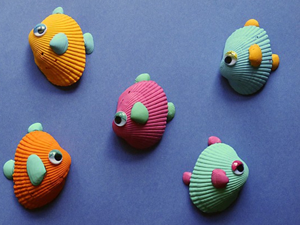 Tropical Seashell Fish - Easy Seashell Crafts for Kids